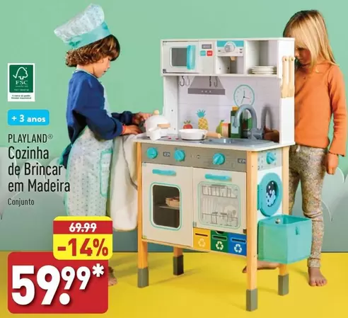 Oferta de Madeira - Cozinha De Brincar Em Madeira por 59,99€ em Aldi