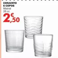 Oferta de Conjunto 6 Copos por 2,5€ em E.Leclerc