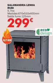 Oferta de Eco+ - Salamandra Lenha por 299€ em E.Leclerc