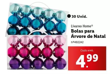 Oferta de Livarno Home - Bolas Para Arvore De Natal por 4,99€ em Lidl