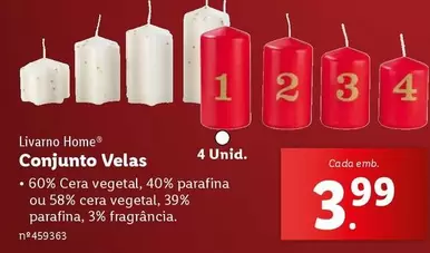 Oferta de Livarno Home - Conjunto Velas por 3,99€ em Lidl