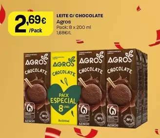 Oferta de Agros - Leite C/ Chocolate por 2,69€ em Intermarché