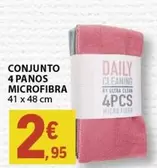 Oferta de Conjunto 4 Panos Microfibra por 2,95€ em E.Leclerc