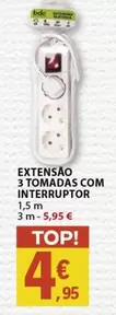 Oferta de .Com - Extensão 3 Tomadas Com Interruptor por 4,95€ em E.Leclerc