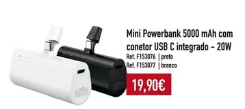 Oferta de Mini -  Powerbank 5000 Mah Com Conetor Usb C Integrado - 20w por 19,9€ em E.Leclerc