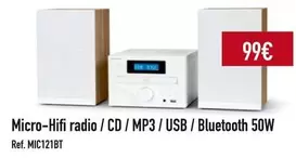 Oferta de Micro-Hifi Radio / Cd / Mp3 / Usb / Bluetooth 50w por 99€ em E.Leclerc