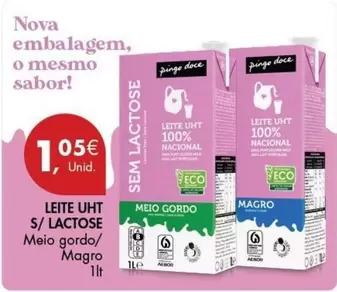 Oferta de Nacional - Leite Uht S/ Lactose por 1,05€ em Pingo Doce