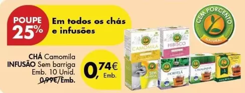 Oferta de Infusão - Cha Camomila por 0,74€ em Pingo Doce