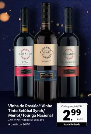 Oferta de Nacional - Vinha Do Rosario Vinho Tinto Setubal Syrah/Merlot/Tortiga por 2,99€ em Lidl