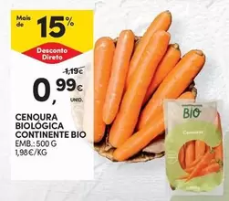 Oferta de Continente Bio - Cenoura Biologica por 0,99€ em Continente