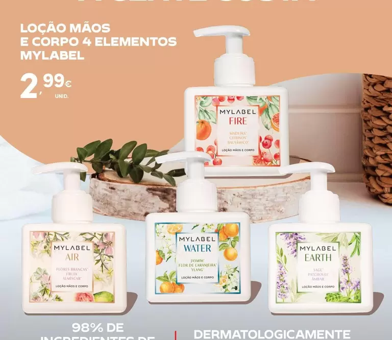 Oferta de Mylabel - Loção Mãos E Corpo 4 Elementos por 2,99€ em Continente