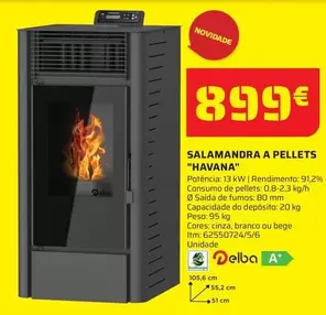 Oferta de A+ - Salamandra A Pellets "havanda" por 899€ em Bricomarché