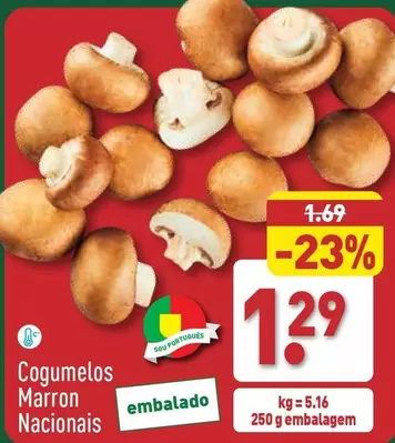 Oferta de Cogumelos Marron Nacionals por 1,29€ em Aldi