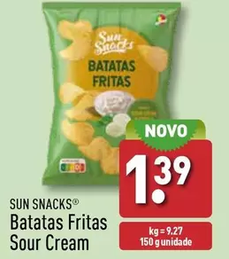 Oferta de Sun Snacks - Batatas Fritas Sour Cream por 1,39€ em Aldi