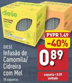 Oferta de Diese - Infusao De Camomila/ Cidreira Com Mel por 0,89€ em Aldi