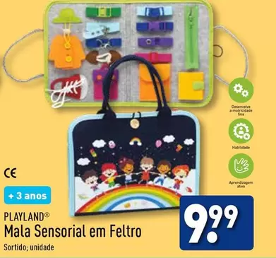 Oferta de Playland - Mala Sensorial Em Feltro por 9,99€ em Aldi