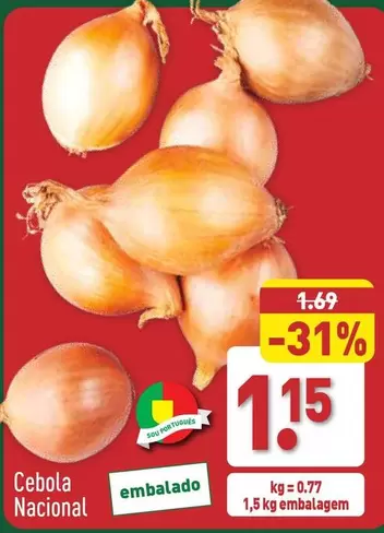 Oferta de Cebola Nacional por 1,15€ em Aldi