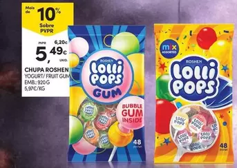 Oferta de Chupa/Roshen - Yogurt/frut Gum Emb/2720g por 5,49€ em Continente