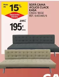 Oferta de Kasa - Sofá Cama Click Clack por 195€ em Continente