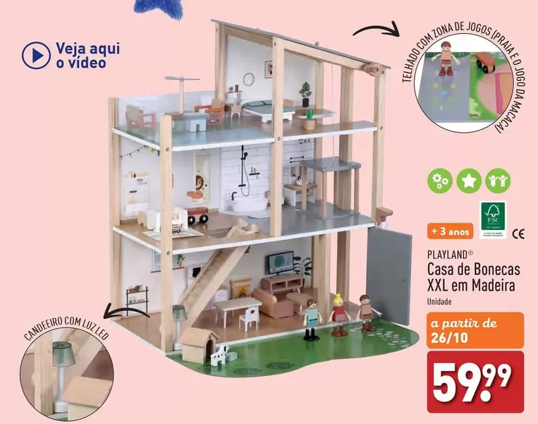 Oferta de XXL - Casa De Bonecas Xxl Em Madeira por 59,99€ em Aldi