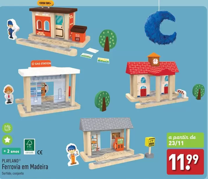 Oferta de Playtive - Ferrovia Em Madeira por 11,99€ em Aldi