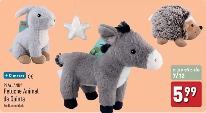 Oferta de Playland - Peluche Animal Da Ounita por 5,99€ em Aldi