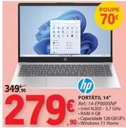 Oferta de HP - Portátil 14" por 279€ em E.Leclerc