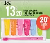 Oferta de Pack 6 Pastas + Escova De Dentes Curaprox por 13,2€ em E.Leclerc