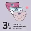 Oferta de Cueca X3 Crianca Menina por 3,5€ em E.Leclerc