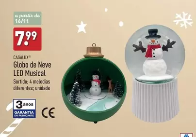 Oferta de A+ - Globo De Neve Led Musical por 7,99€ em Aldi