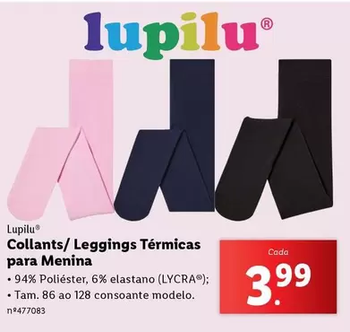 Oferta de Lupilu - Collants/Leggings Termicas Para Menina por 3,99€ em Lidl