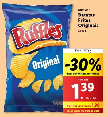 Oferta de Ruffles - Batatas Fritas Original por 1,39€ em Lidl