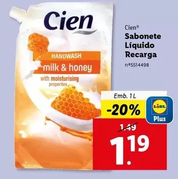 Oferta de Cien - Sabonete Liquido Recarg por 1,19€ em Lidl