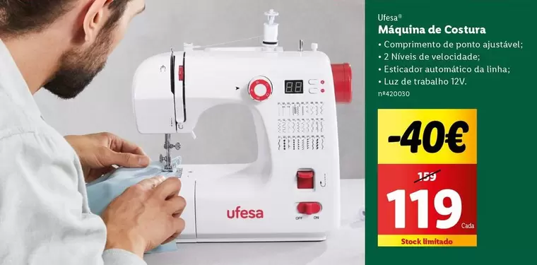 Oferta de Ufesa - Maquina De Costura por 119€ em Lidl