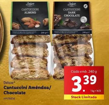 Oferta de Deluxe - Cantuccini Amêndoa/ Chocolate por 3,39€ em Lidl