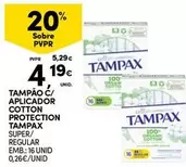 Oferta de Tampax - Tampao C/ Aplicador Cotton Protection por 4,19€ em Continente