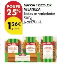 Oferta de Milaneza - Massa Tricolor por 1,26€ em Pingo Doce