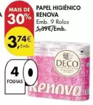 Oferta de Renova - Papel Higiénico por 3,74€ em Pingo Doce