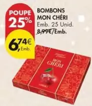 Oferta de Mon cheri - Bombons Mon Cheri por 6,74€ em Pingo Doce