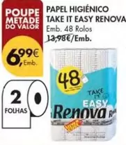 Oferta de Renova - Papel Higienico Take It Easy por 6,99€ em Pingo Doce