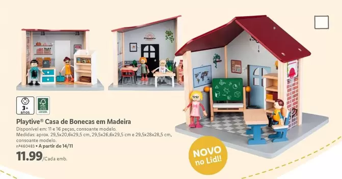 Oferta de Madeira - Playtive Casa De Bonecas Em Madeira por 11,99€ em Lidl