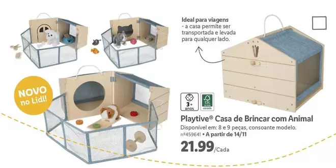 Oferta de Playtive Casa De Brincar Com Animal por 21,99€ em Lidl