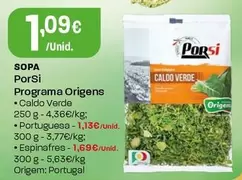 Oferta de PorSi Programa Origens - Sopa por 1,09€ em Intermarché