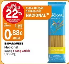 Oferta de Nacional - Esparguete por 0,88€ em Intermarché