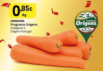 Oferta de Programa Origens - Cenoura por 0,85€ em Intermarché