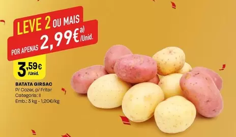 Oferta de Batata Girsac por 3,59€ em Intermarché