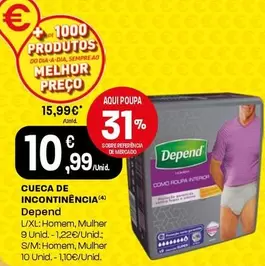 Oferta de Depend - Cueca De Incontinencia por 10,99€ em Intermarché