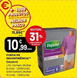 Oferta de Depend - Cueca De Incontinencia por 10,99€ em Intermarché