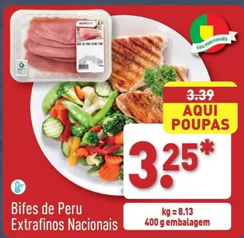 Oferta de Bifes De Peru Extrafinos Nacionals por 3,25€ em Aldi