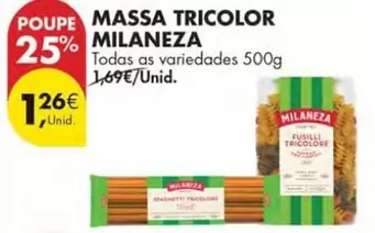 Oferta de Milaneza - Massa Tricolor por 1,26€ em Pingo Doce